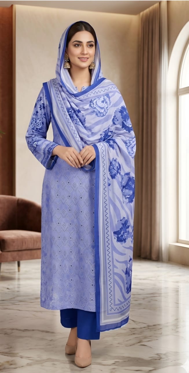 Chikankari Lawn Unstitched Suit – Gul-e-Rana | 3 Piece