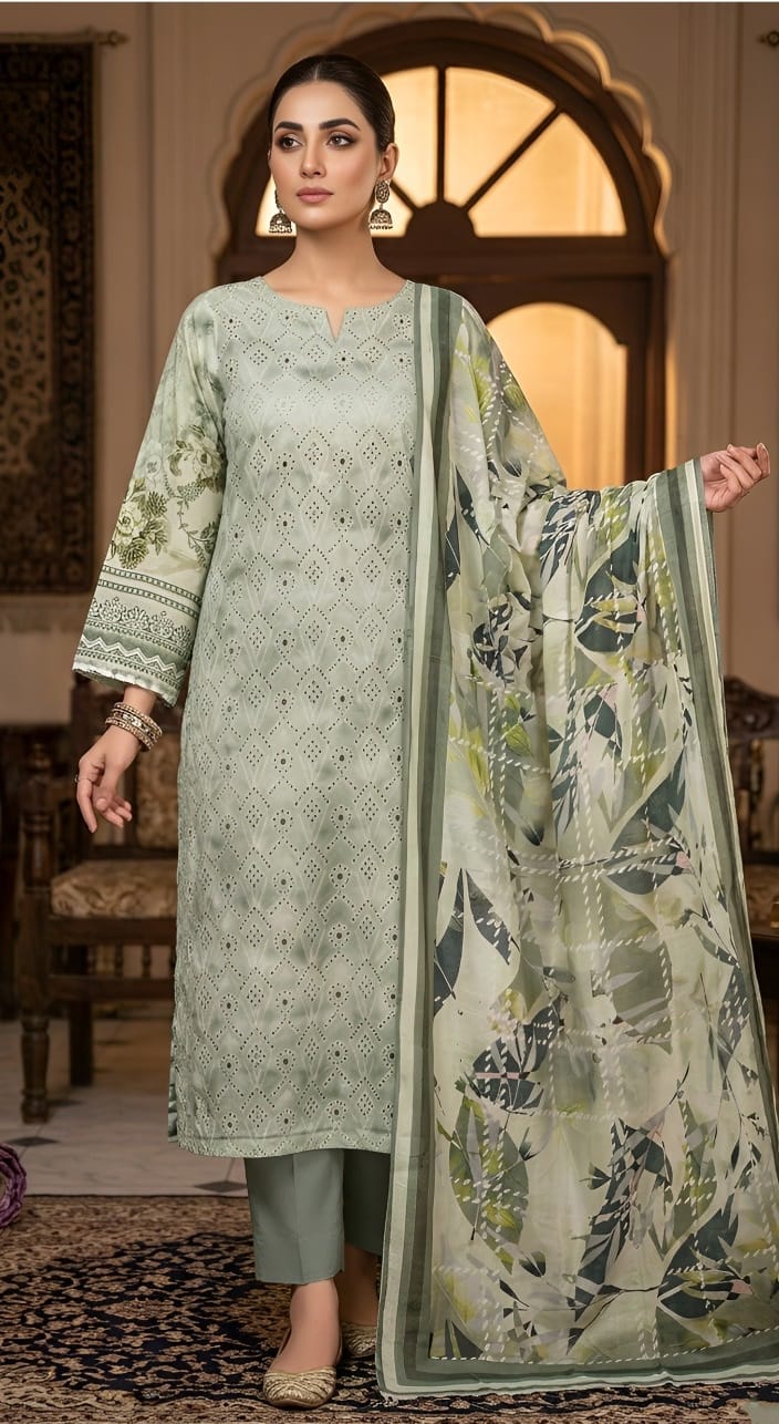 Chikankari Lawn Unstitched Suit – Shireen | 3 Piece
