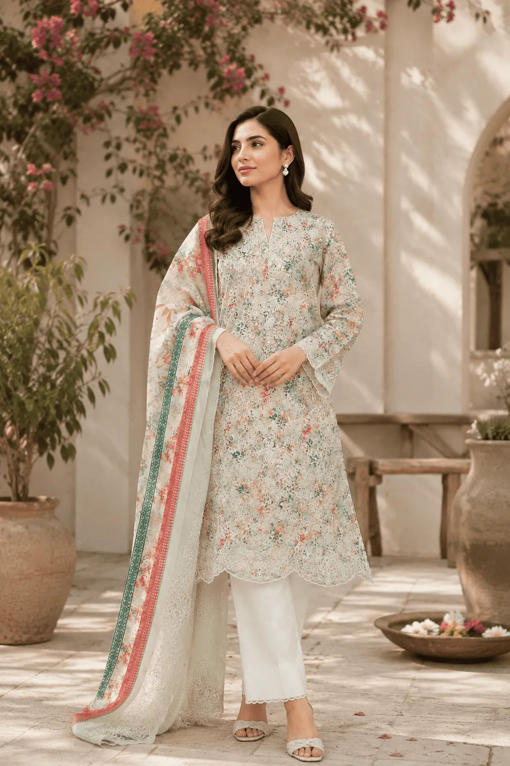 Laser Embroidered Suit – Roshanara