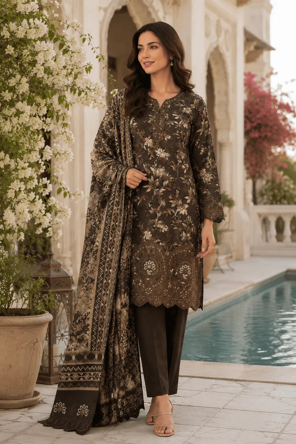 Laser Embroidered Suit – Shandana