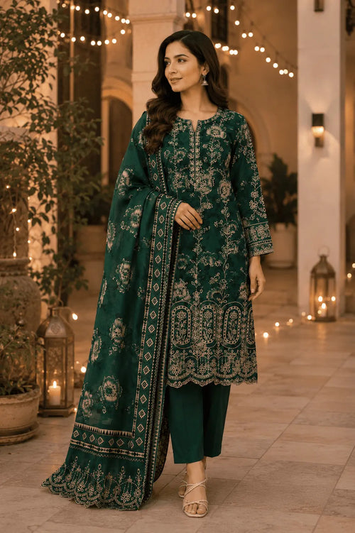 Laser Embroidered Lawn 3PC