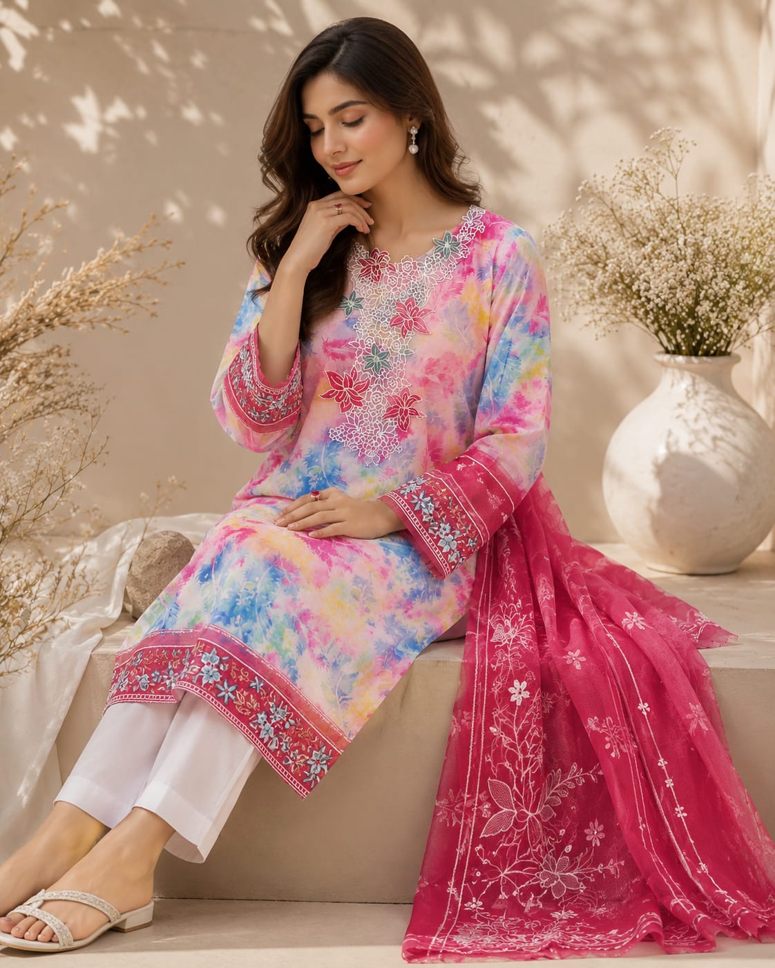 Embroidered Lawn Unstitched Suit – Mehrunissa | 3 Piece