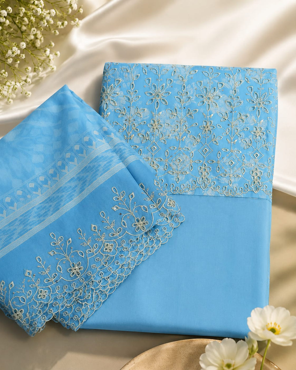 Laser Embroidered Lawn Unstitched Suit – Nazneen | 3 Piece