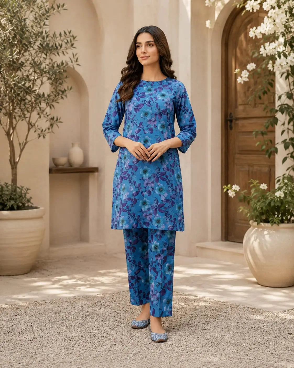 Digital Printed Lawn 2pc Blue