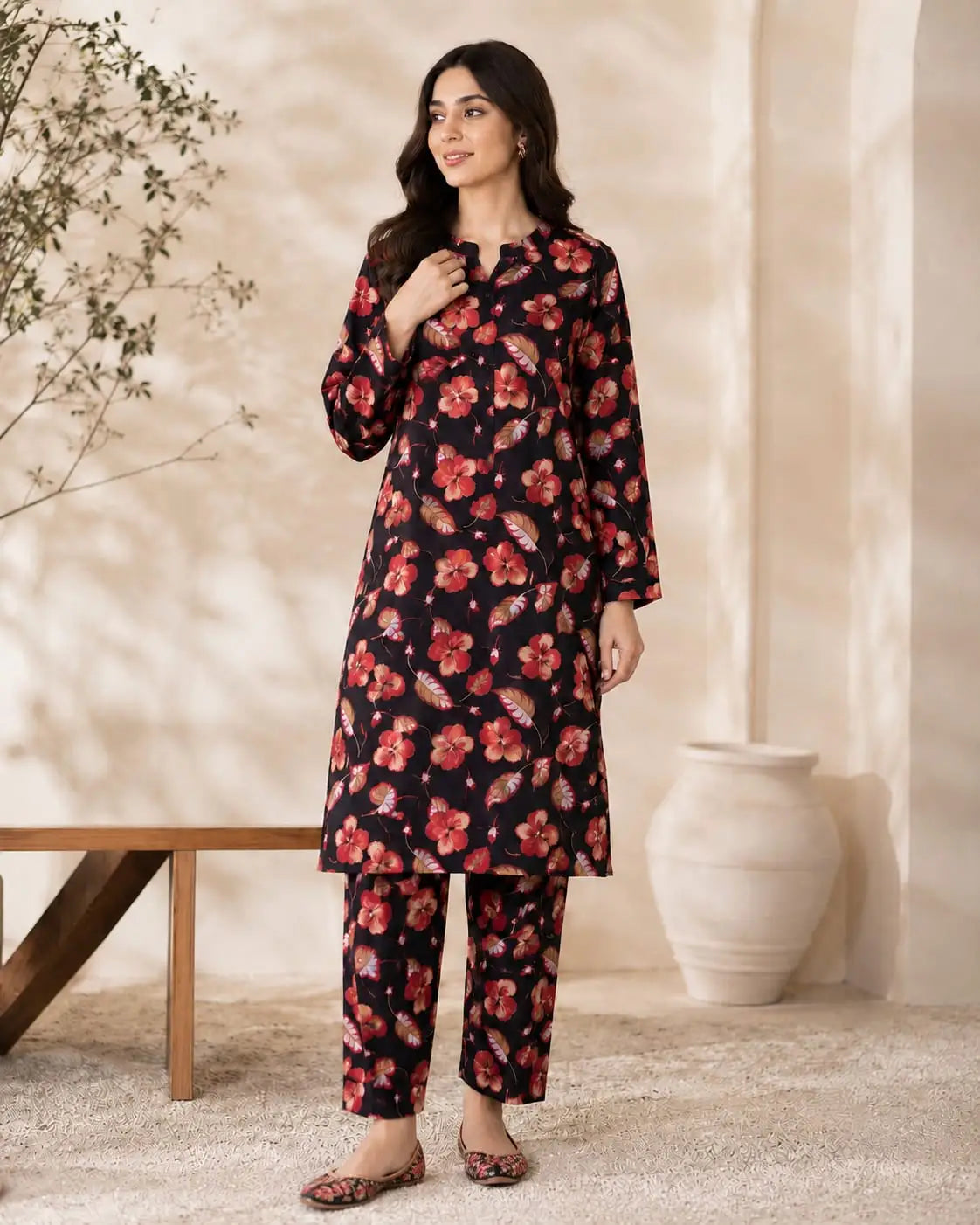 Digital Printed Lawn 2pc Maroon