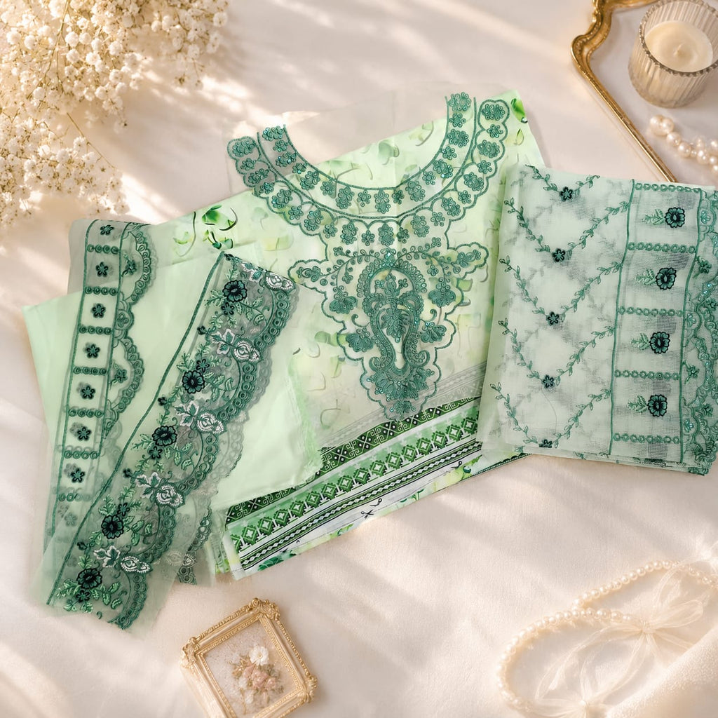 Embroidered Lawn Unstitched Suit – Gulbahar | 3 Piece