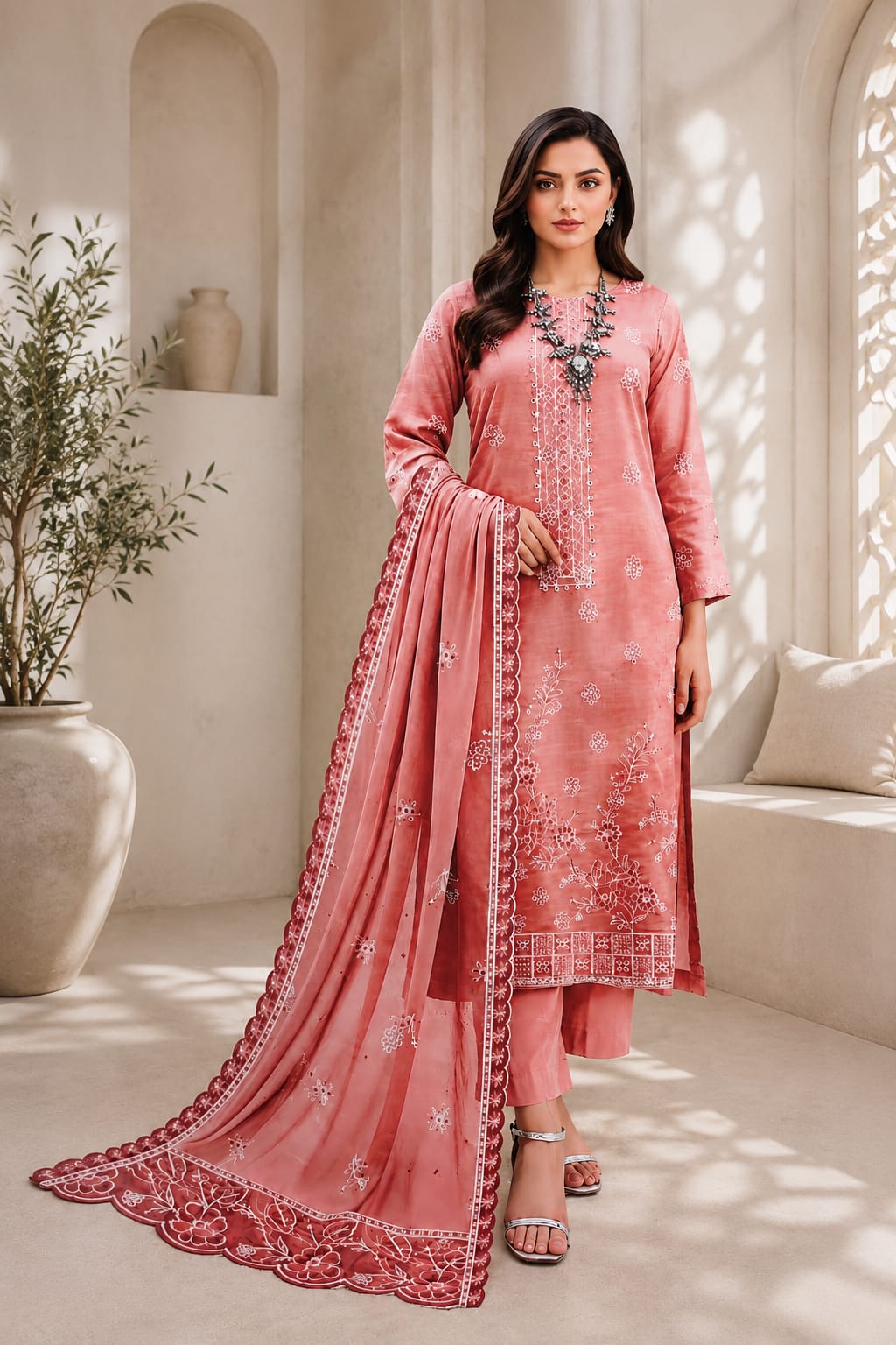 Premium Bana Dora Lawn Embroidered Unstitched Suit – Pari Chehra | 3 Piece