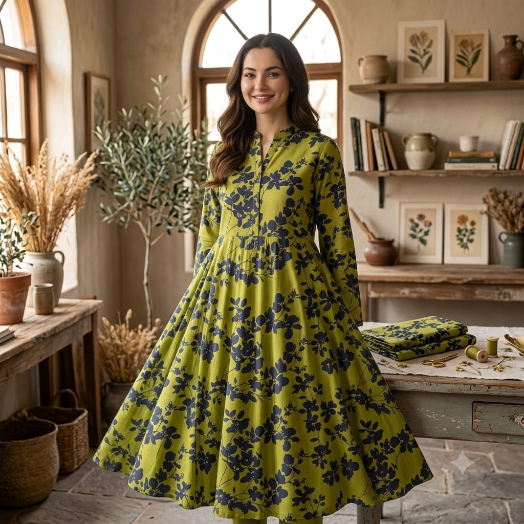 Digital Printed Lawn 2 Piece-Green Floral