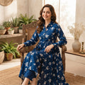 Digital Printed Lawn 2 Piece-Royal Blue floral